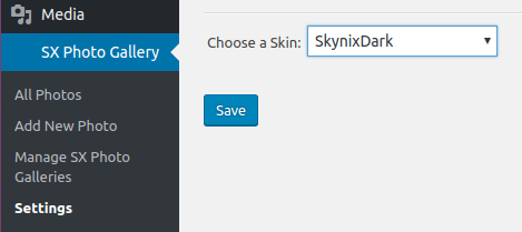 SX Photo Gallery skin setting.