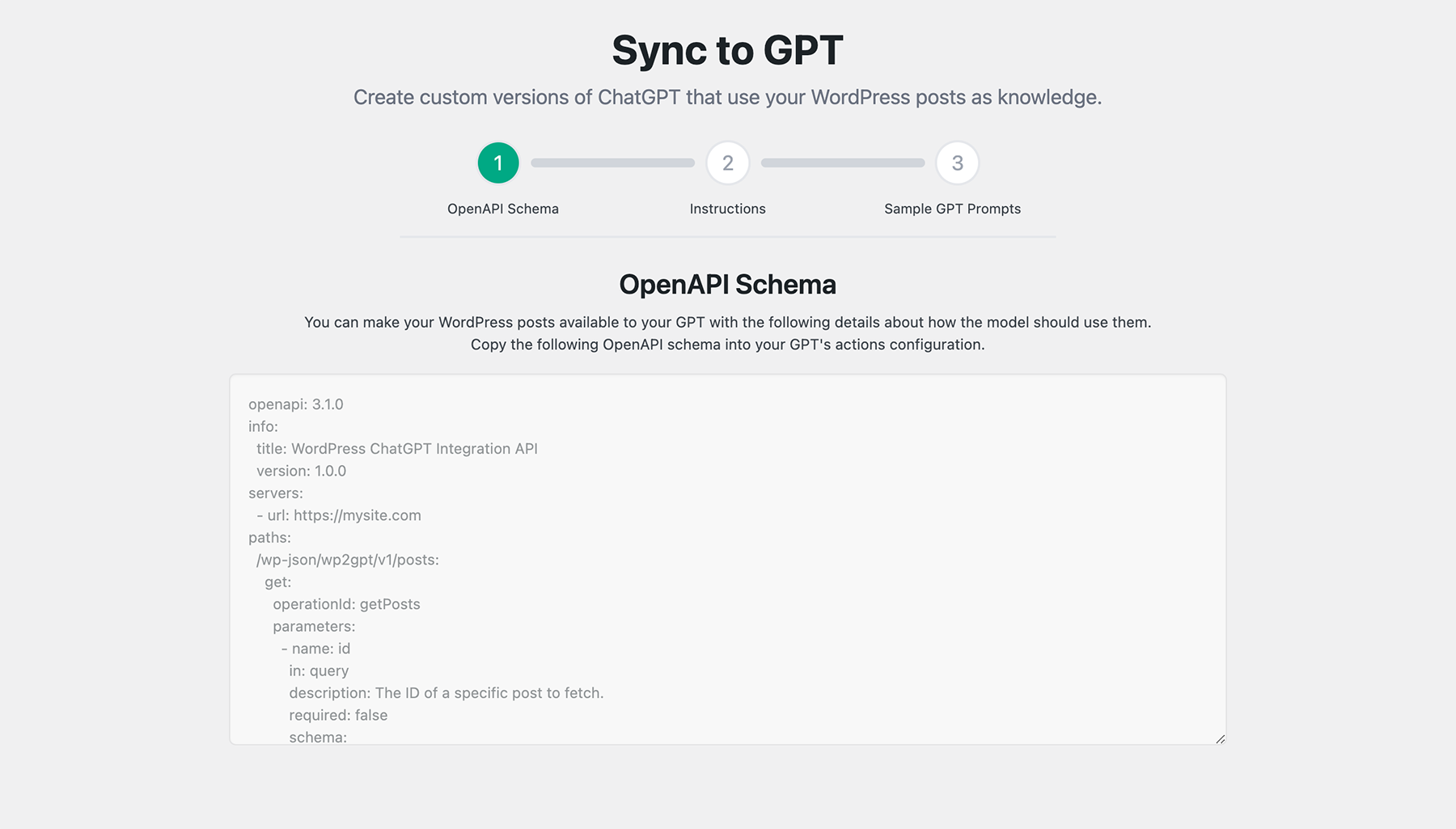 Sync to GPT &#8211; Connect ChatGPT to Your Posts