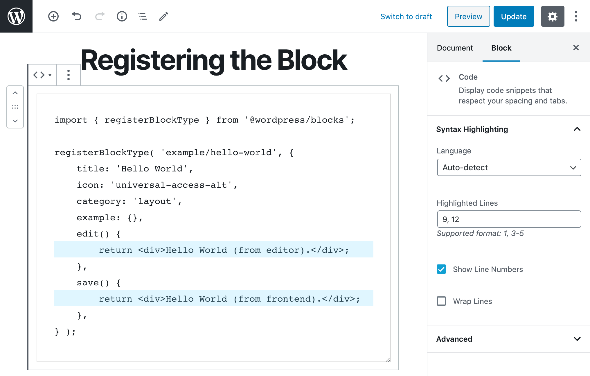 Syntax-highlighting Code Block (with Server-side Rendering)