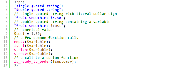 This is a sample image of the plugin in action as applied to PHP5 code.