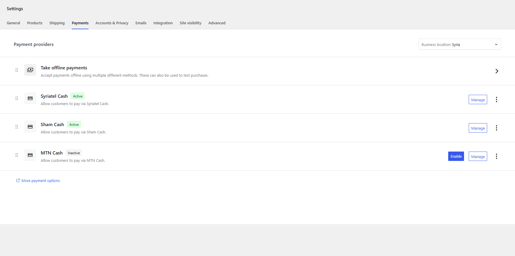 Custom settings page with media uploader for QR codes.