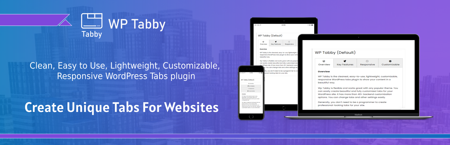 WordPress 外掛 WP Tabby – Ultimate WP Tabs Plugin for WordPress 的封面圖片。