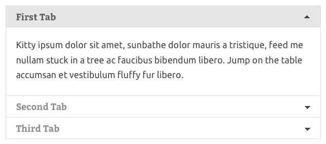 When the browser width is below the size set in the media query, the tabs are replaced by an accordion.