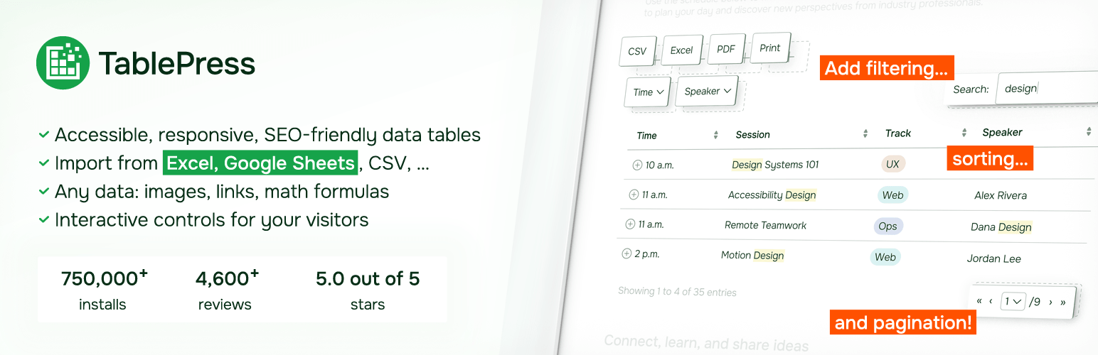 WordPress 外掛 TablePress – Tables in WordPress made easy 的封面圖片
