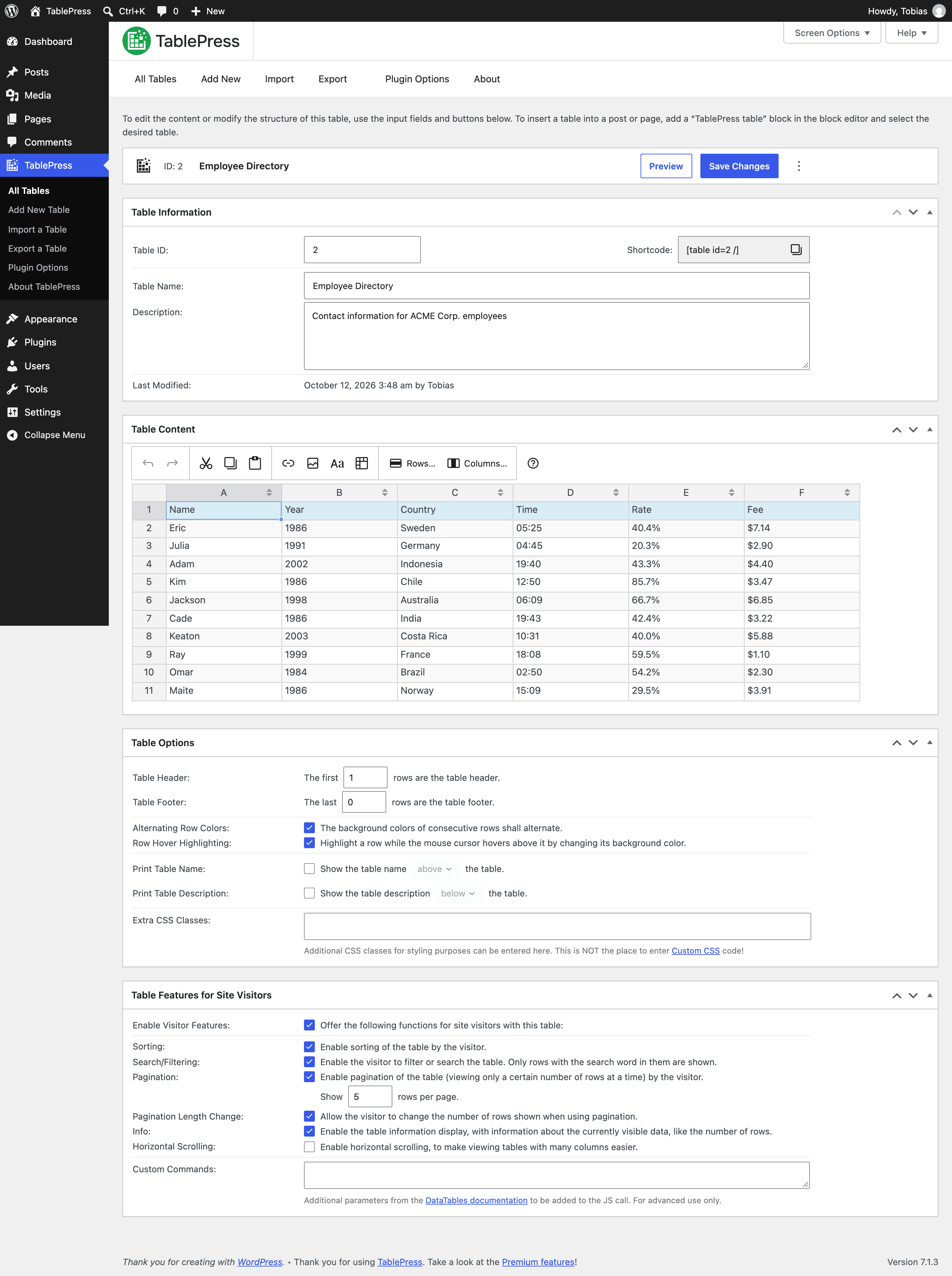 "Edit" screen