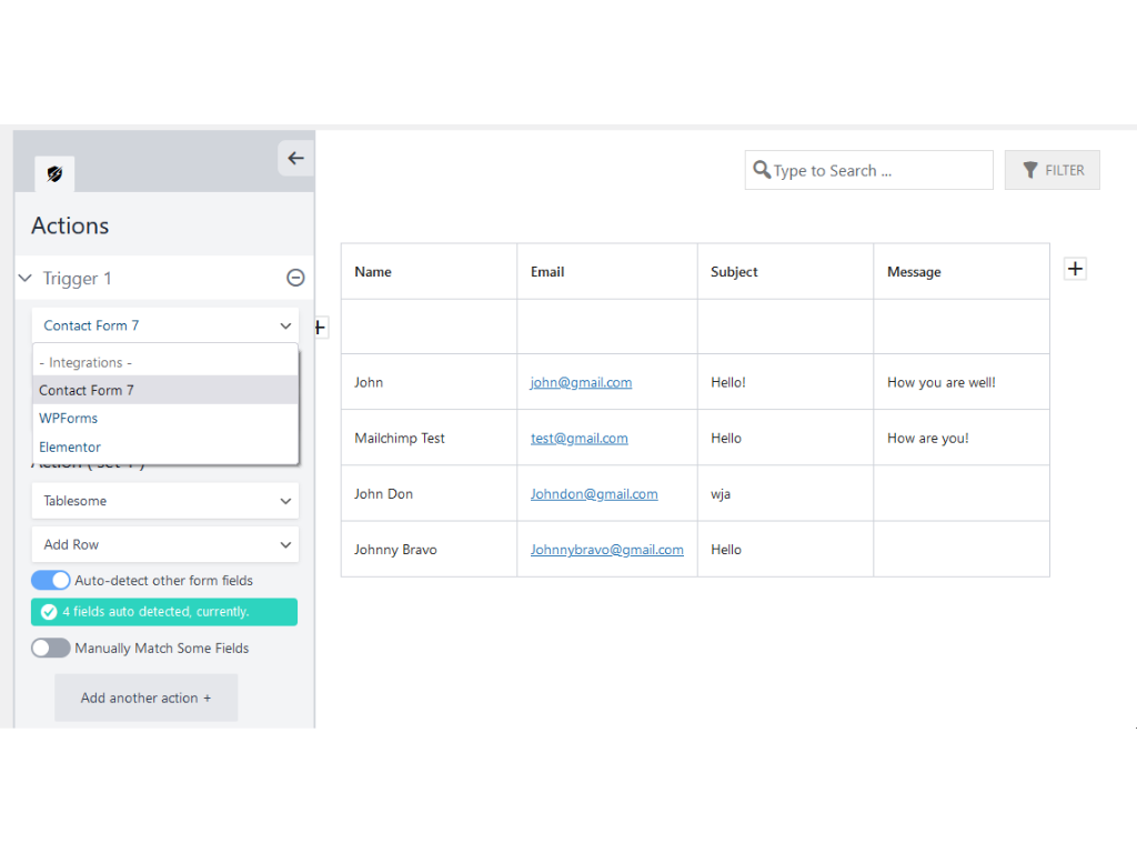 Tablesome &#8211; Form DB &amp; Automation &#8211; WPForms, Contact Form 7, Elementor, Forminator, Fluent, Gravity