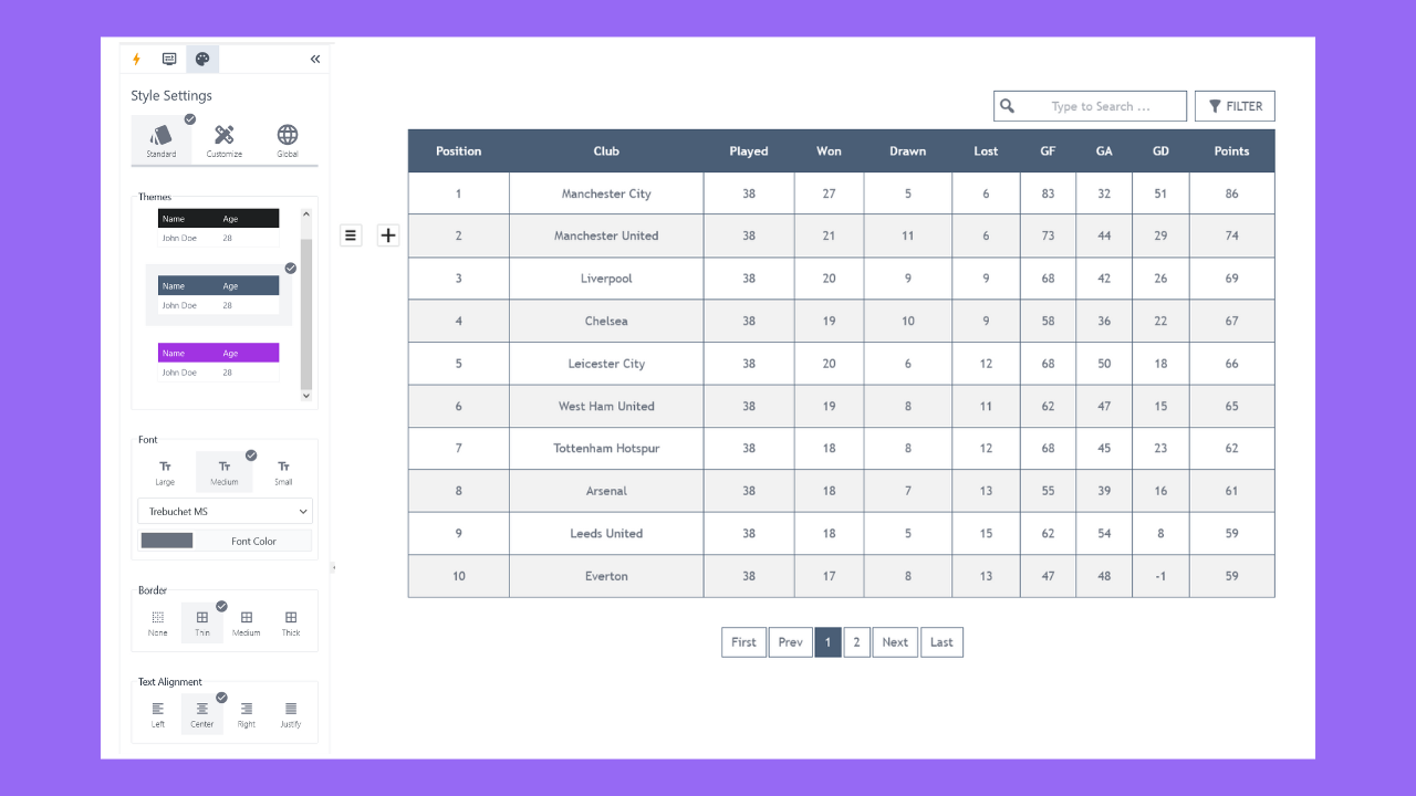 Easily create tables in WordPress dashboard