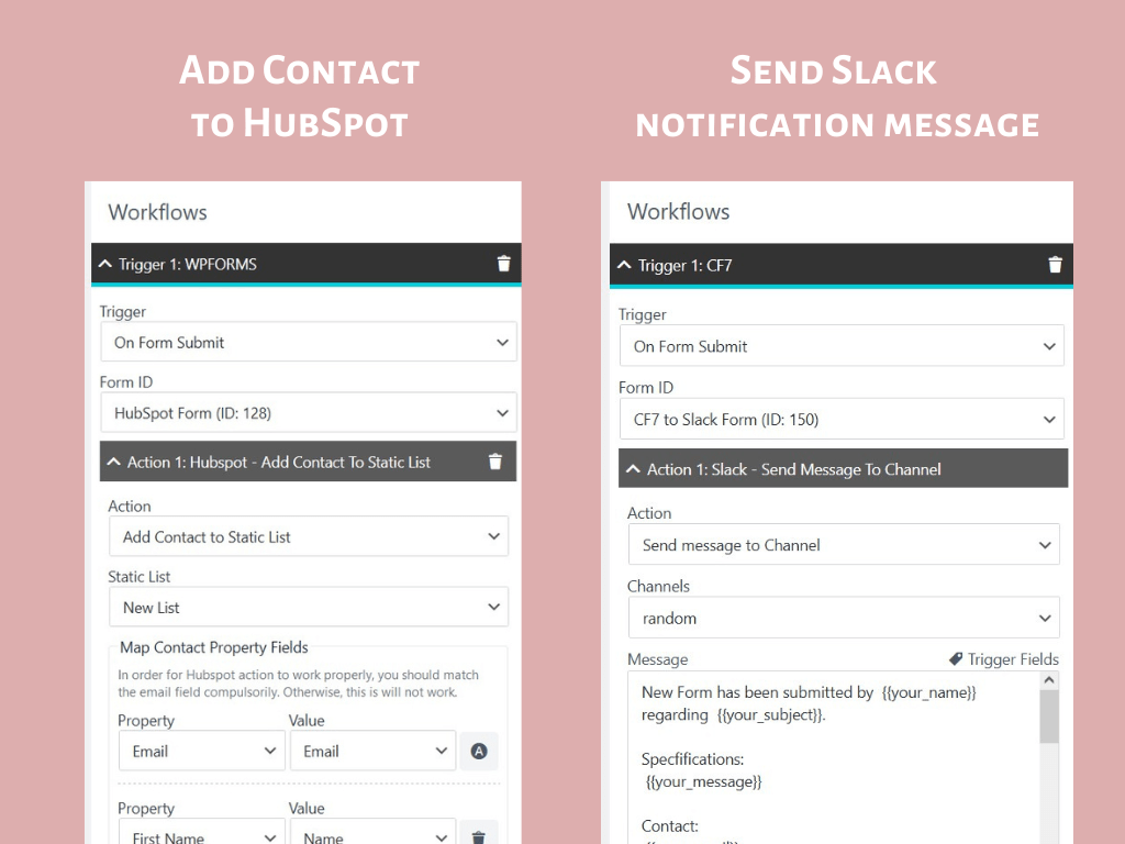 Add contact to HubSpot and Send Slack notification message (PRO)