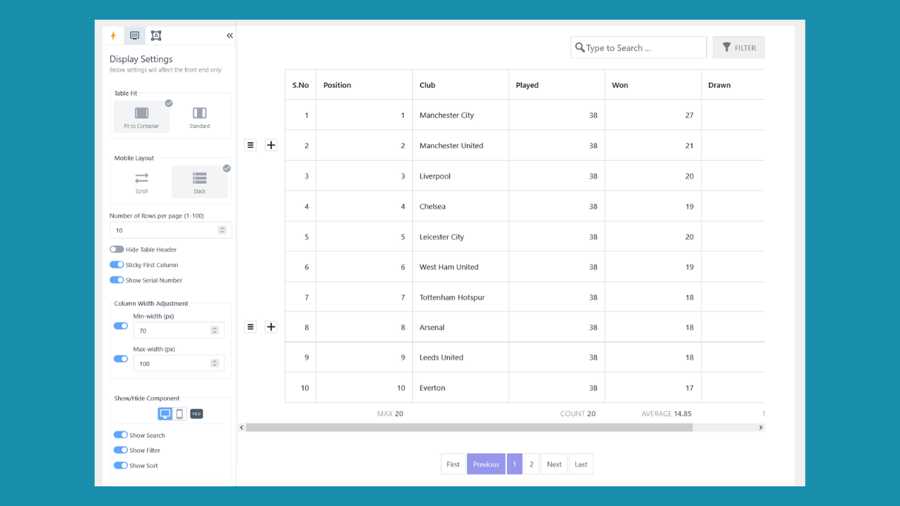 Customize table styles for each table