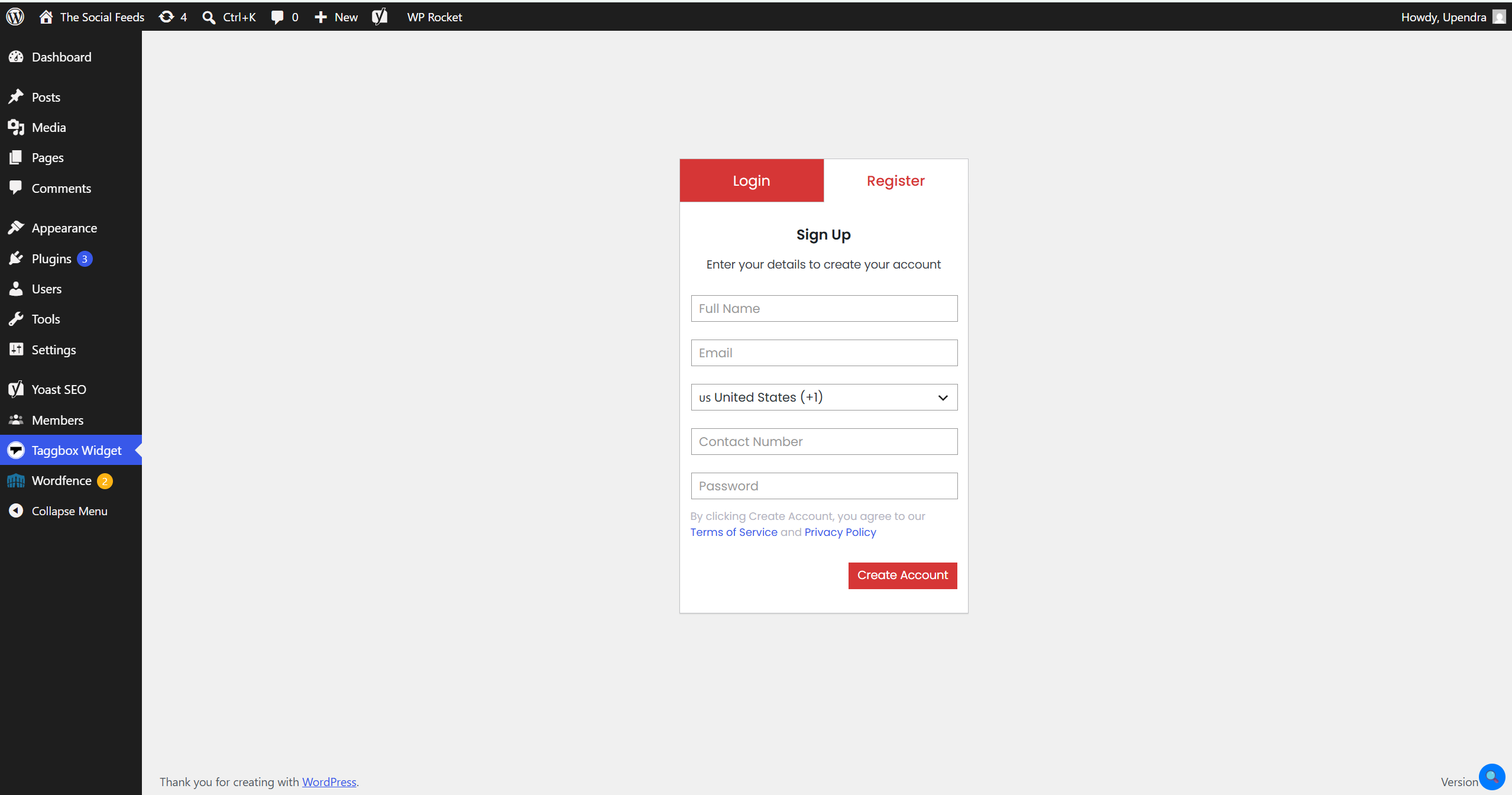 Register your Taggbox account.