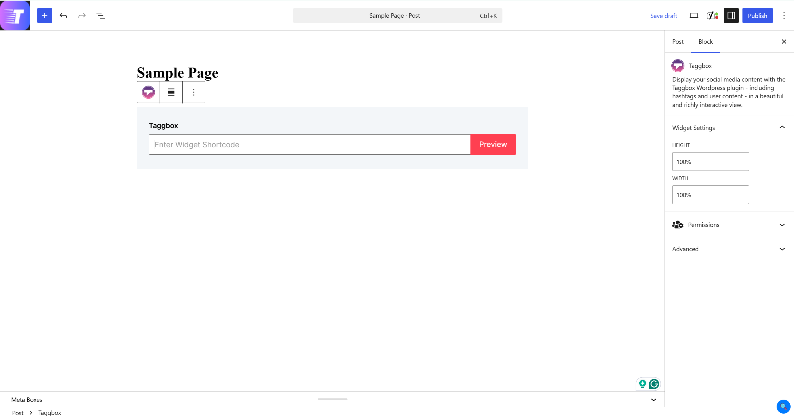 Embed the widget on WordPress using a shortcode or block.