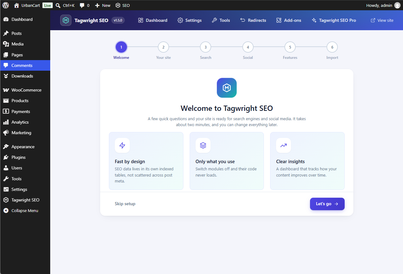 The dashboard with score trends and the content to-do list.