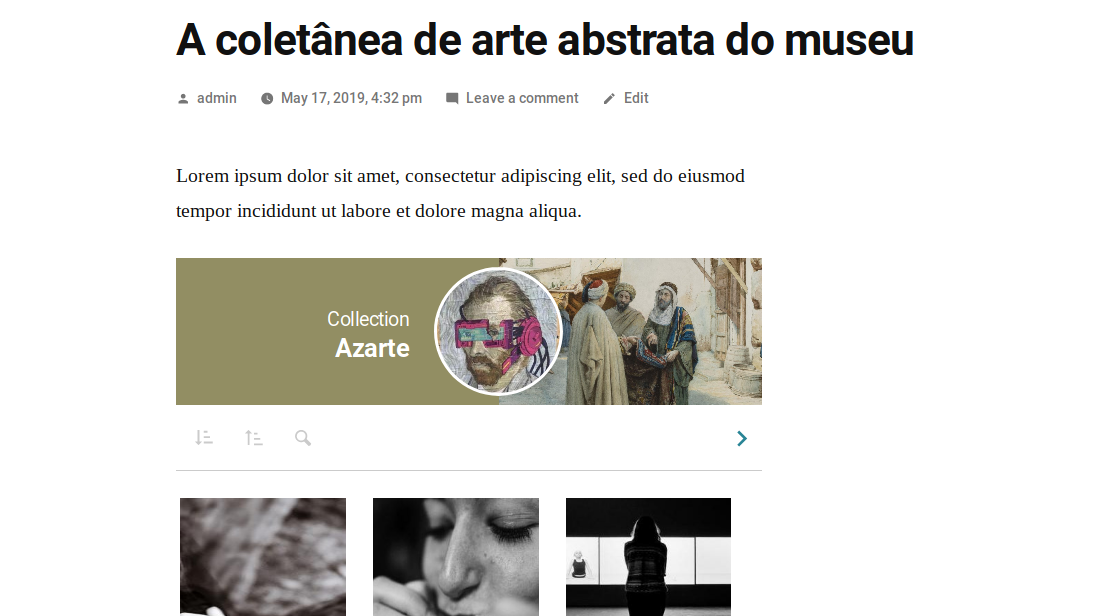 Itens exibidos usando um Bloco do Gutenberg