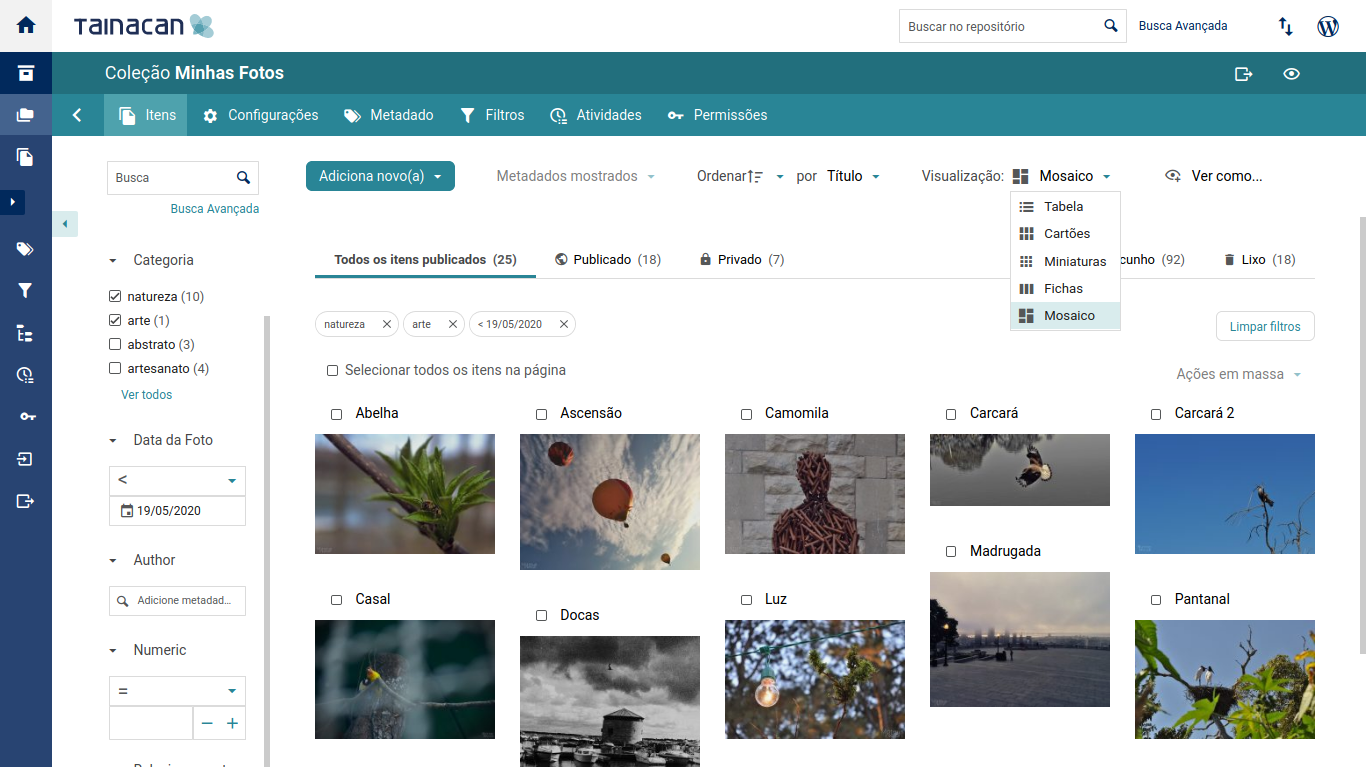 Browse your collections with a faceted search interface