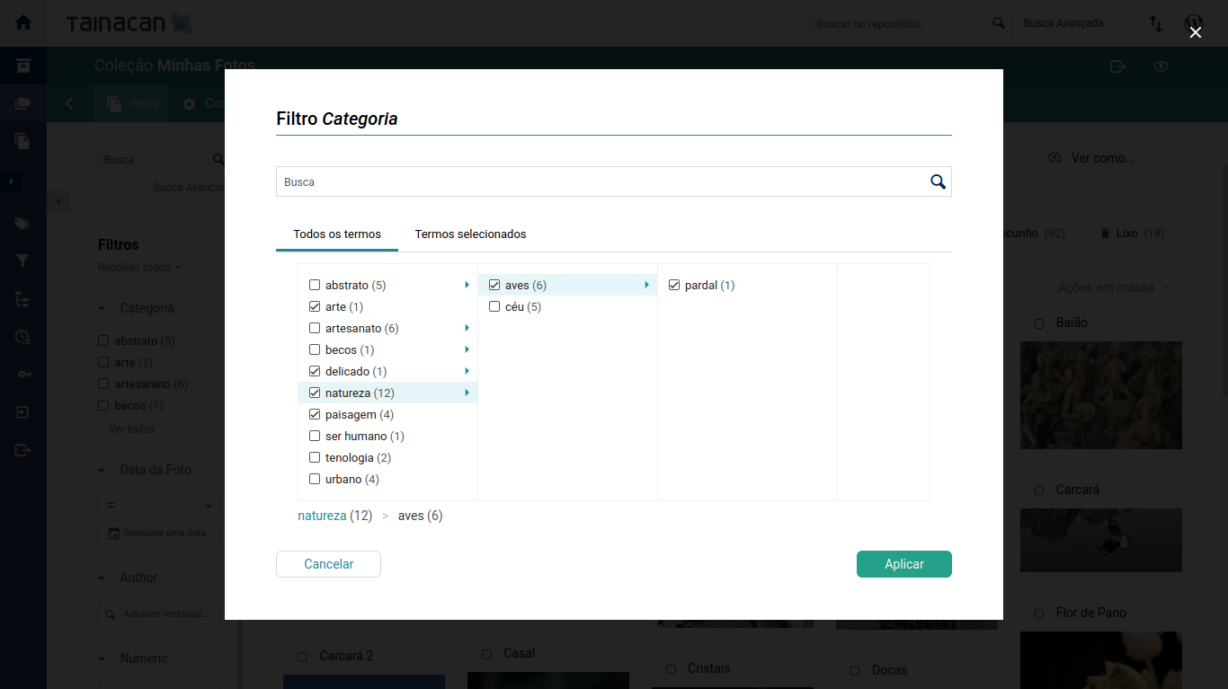 Navigate through the rich filtering interface