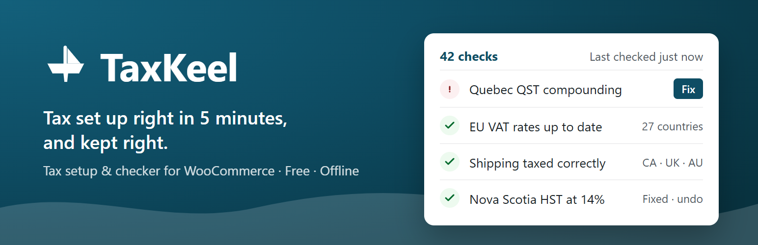 WordPress 外掛 TaxKeel – Tax Setup & Checker for WooCommerce 的封面圖片