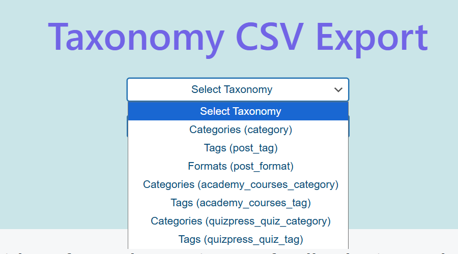 Taxonomy CSV Import Export - Screenshot 1