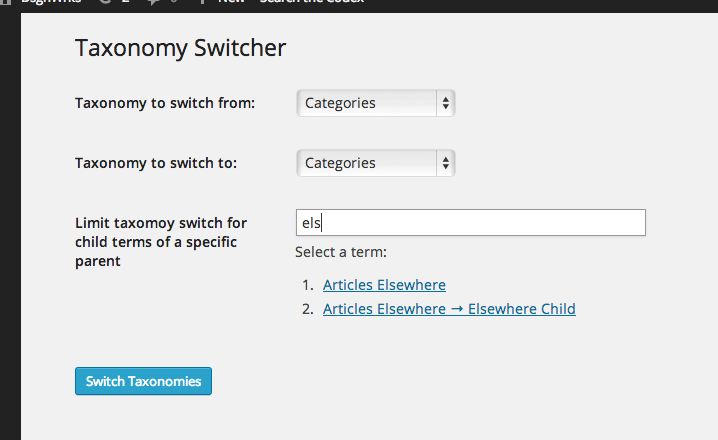 Live-searching for a parent term
