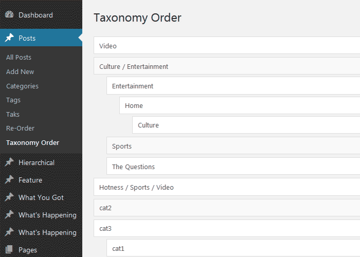 Multiple Taxonomies Interface.