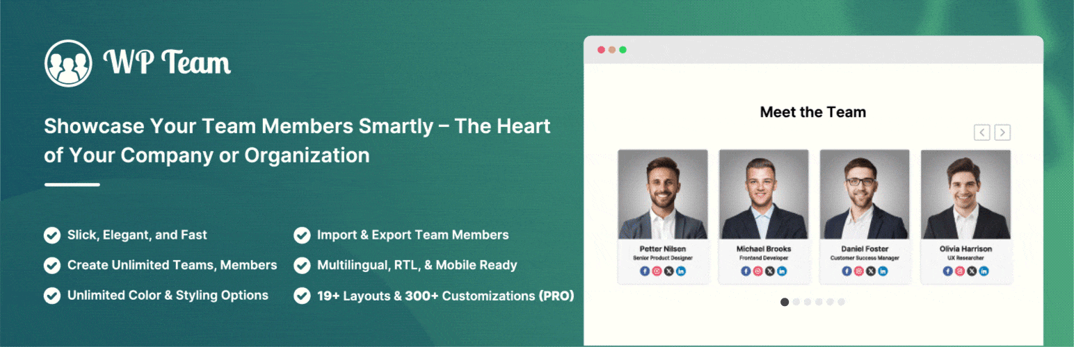 WP Team – Responsive Team Members Showcase, Team Grid, Team Slider, Organization Chart, and Staff List