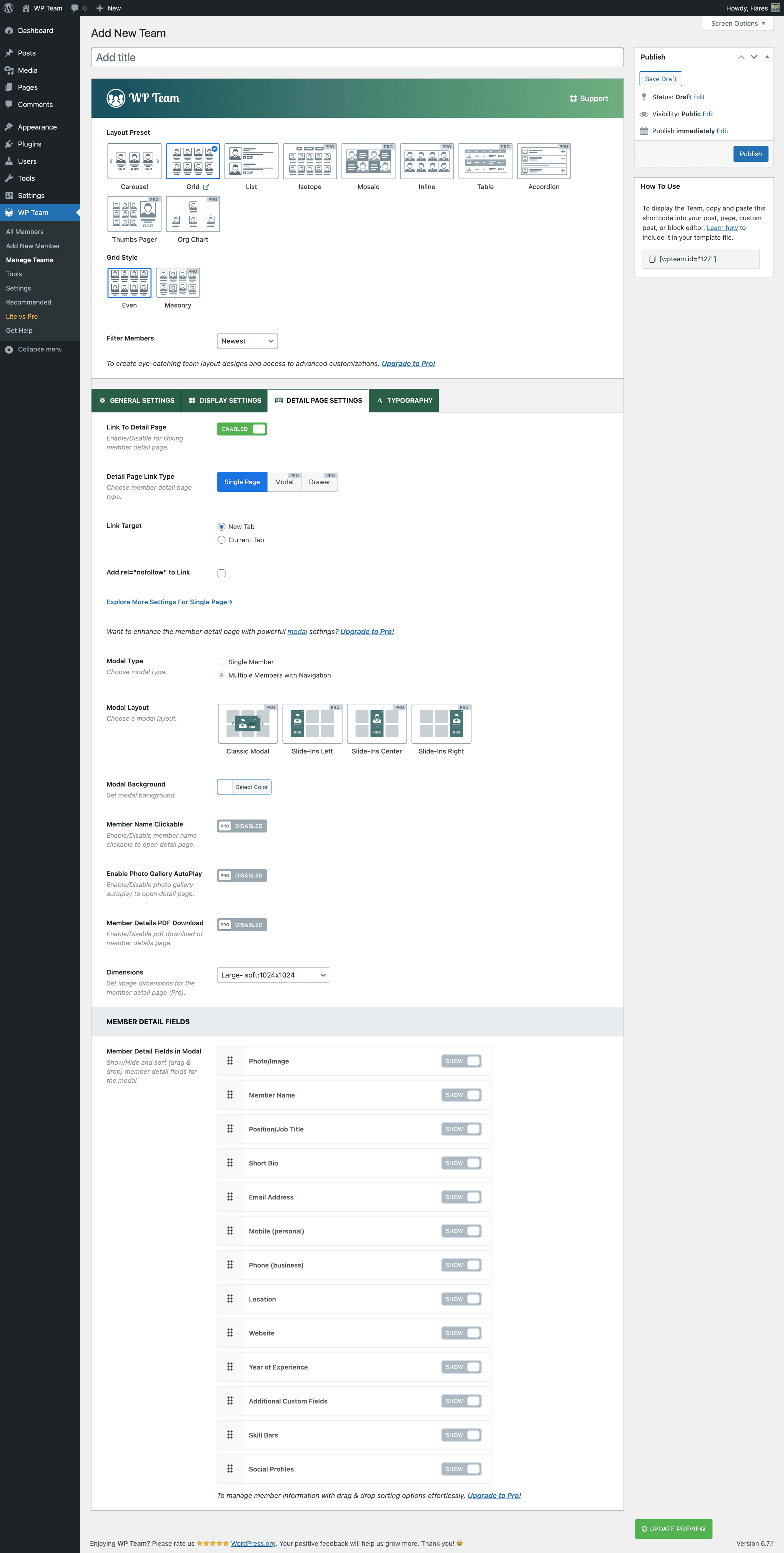 Detail Page Settings