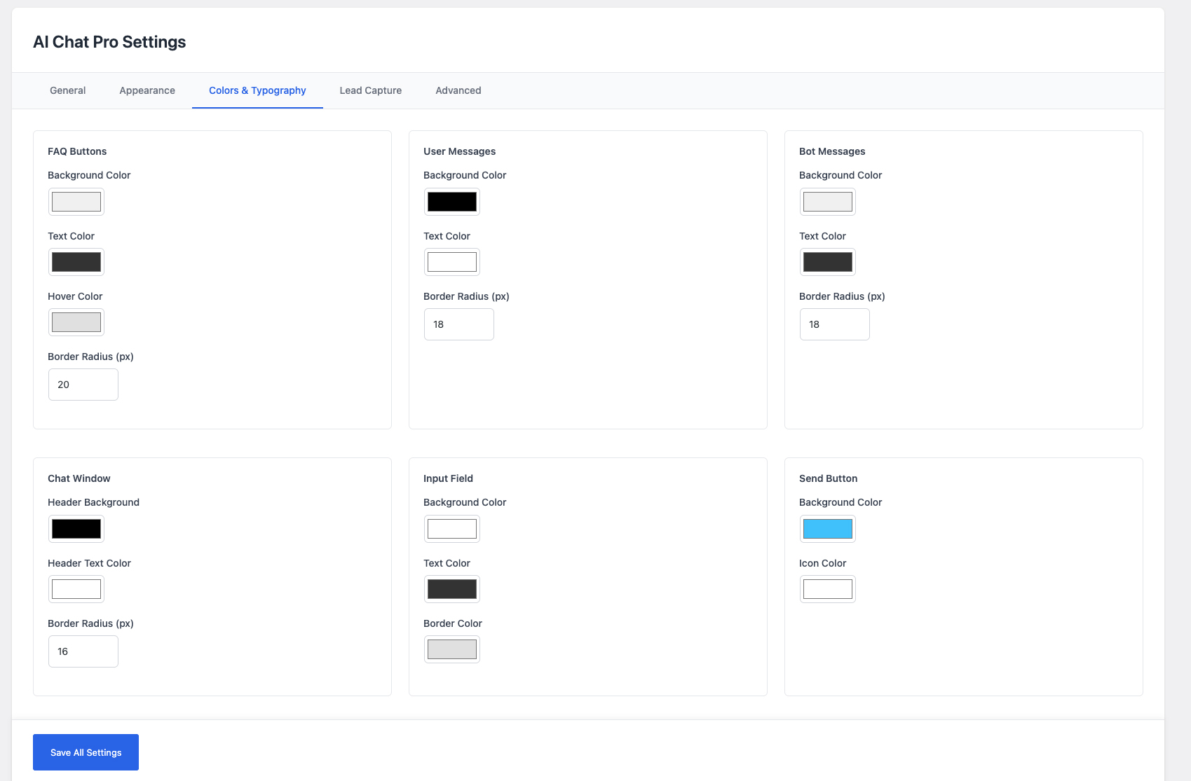 <strong>FAQ Management</strong> - Create quick-access FAQ buttons