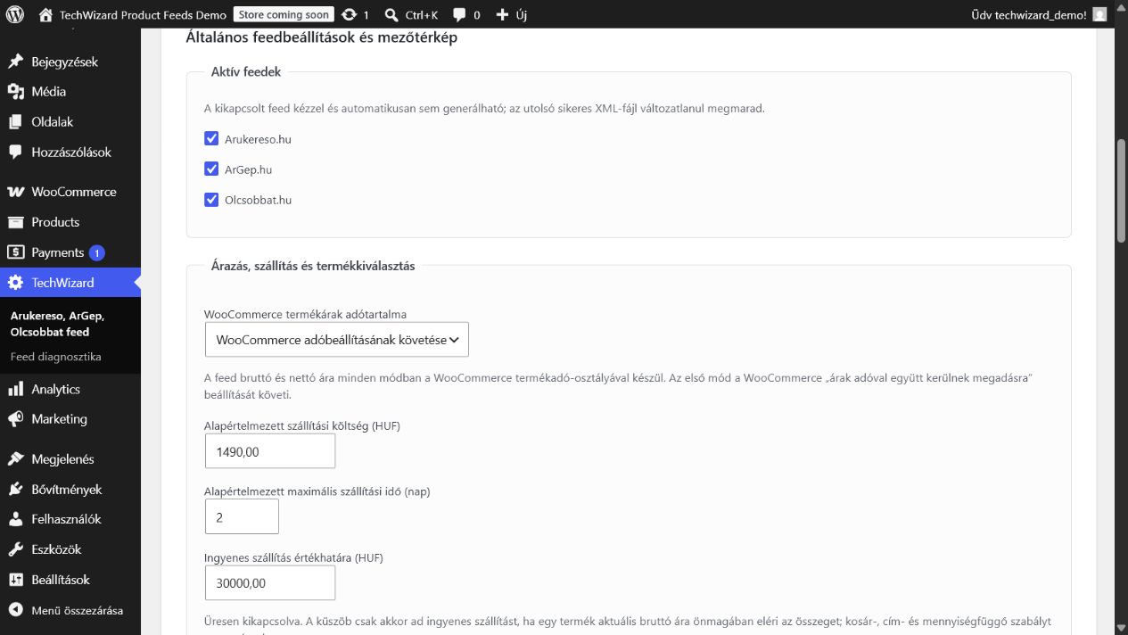 Organized WooCommerce feed mappings and product settings.