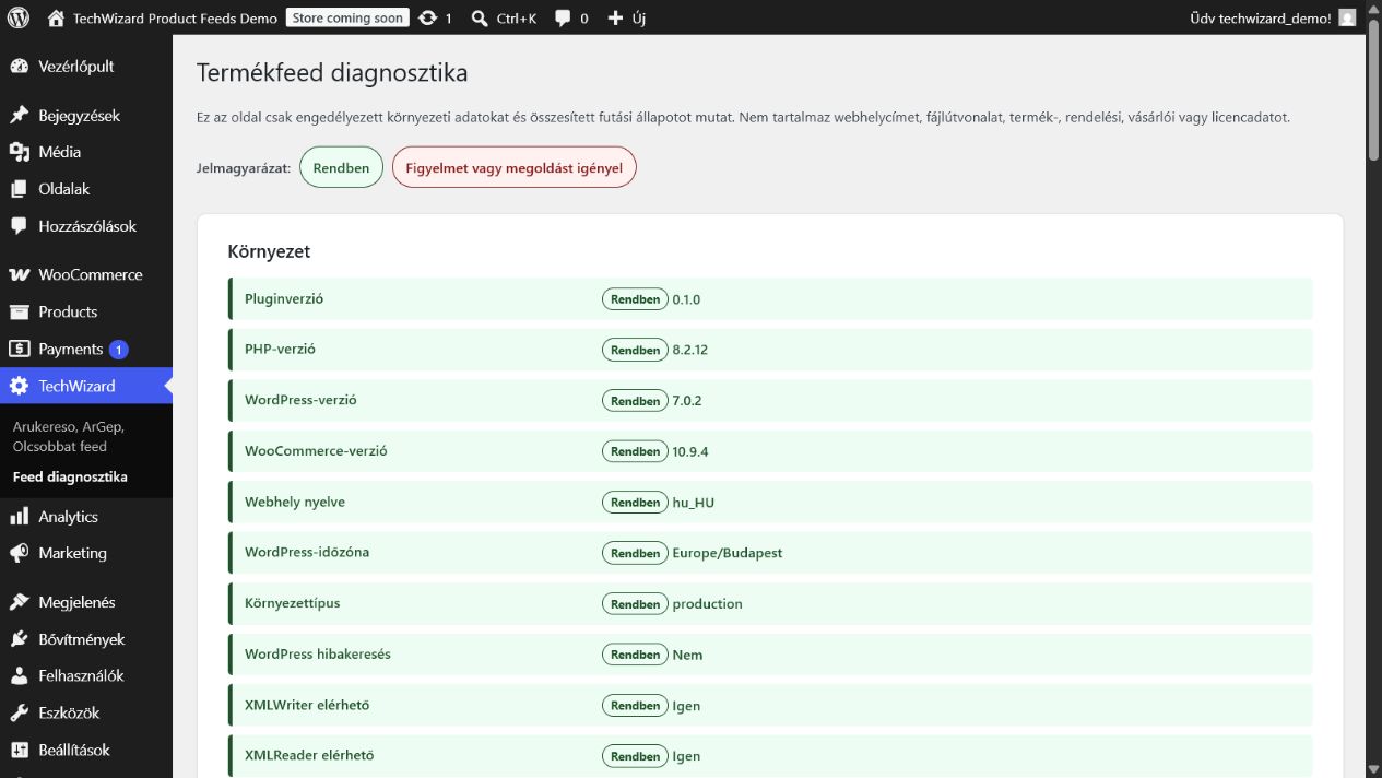 Privacy-preserving diagnostics with visible green and red states.