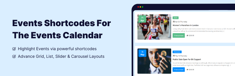 Events Shortcodes For The Events Calendar