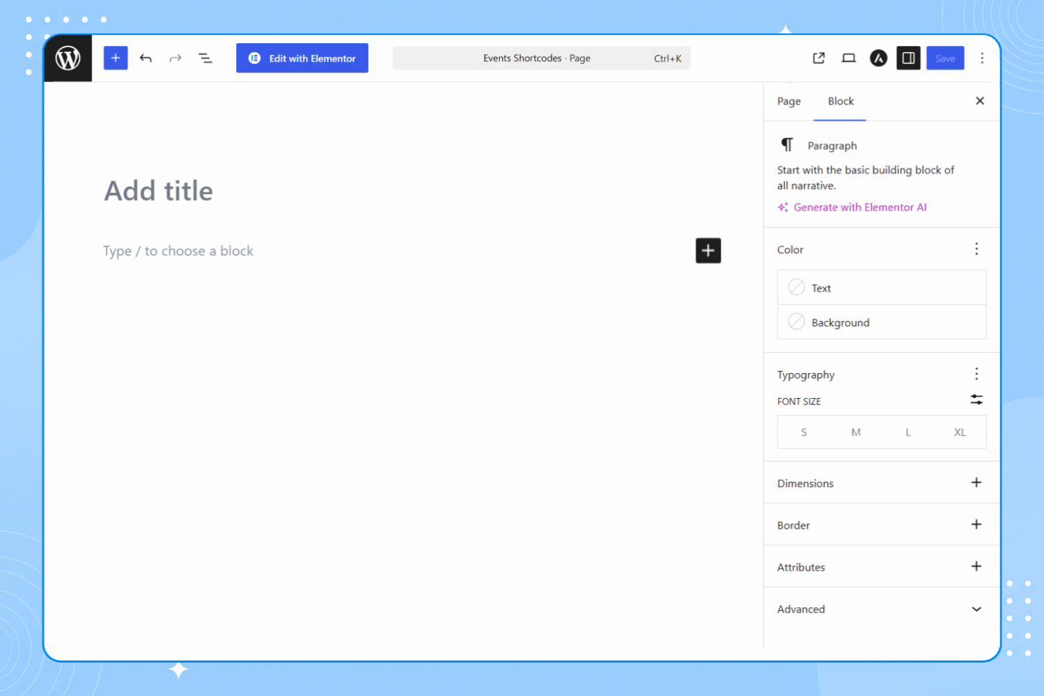 Gutenberg Block for The Events Calendar