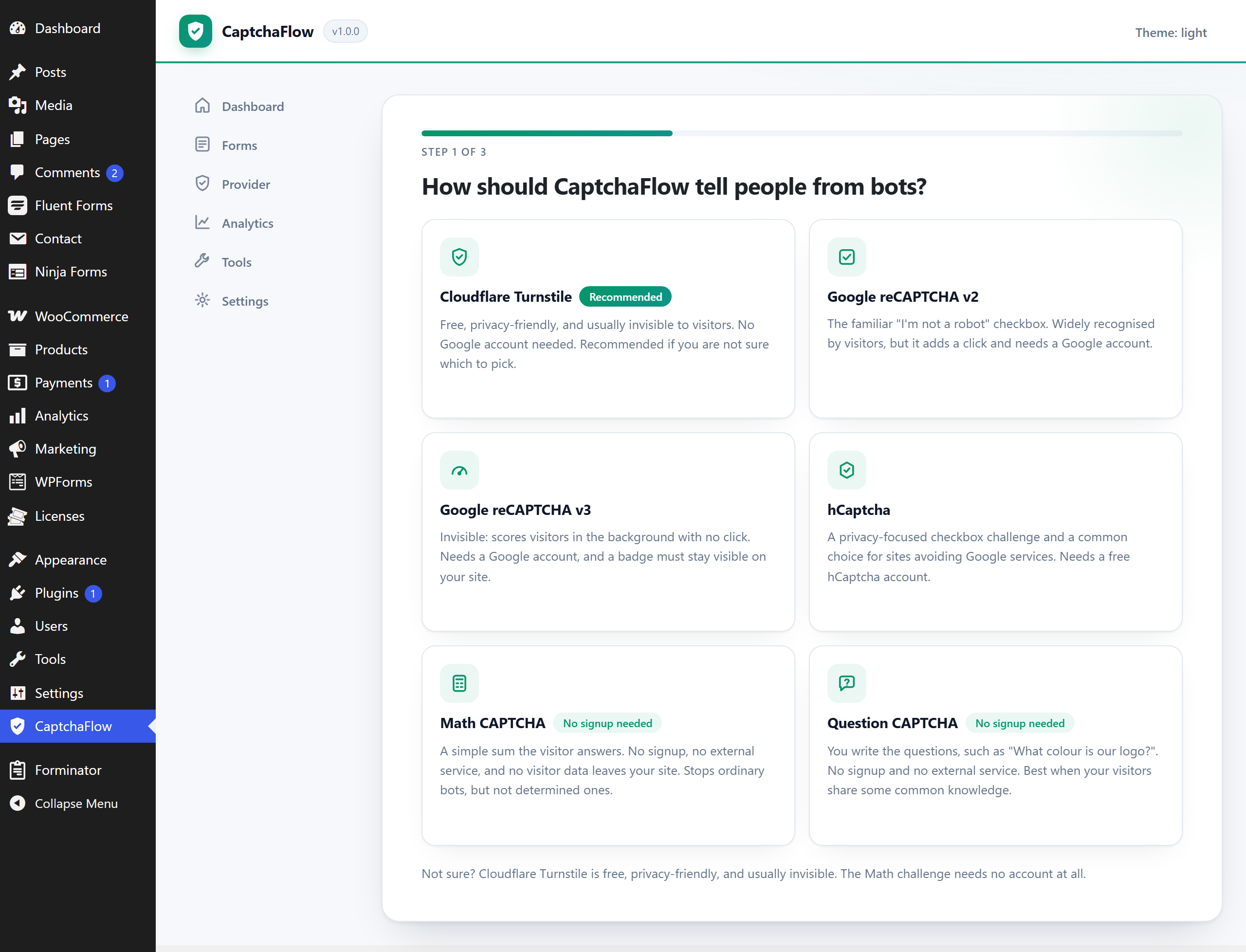 Setup wizard — protected in under a minute.