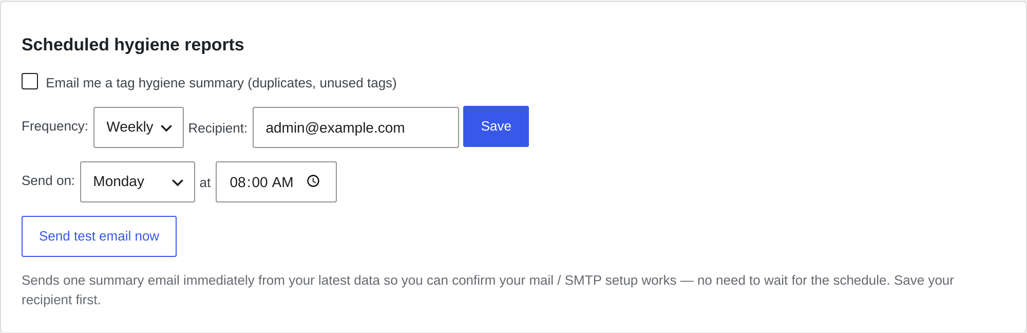(Pro) Auto-merge rules and scheduled hygiene reports.
