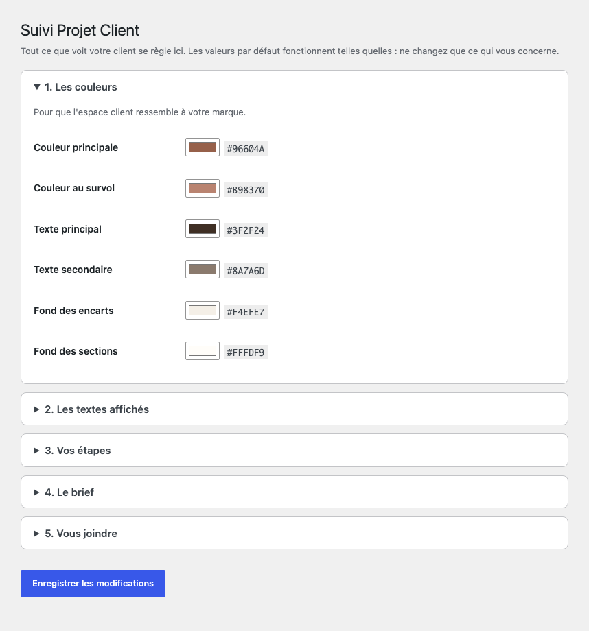 Settings: colours, wording, and the steps of your own method