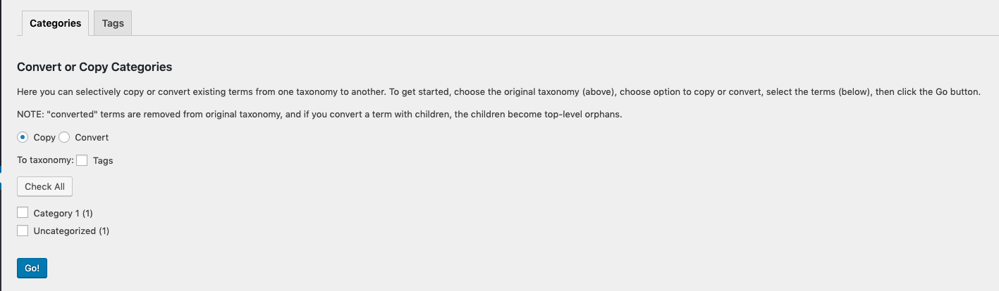Term Taxonomy Converter - Screenshot 1
