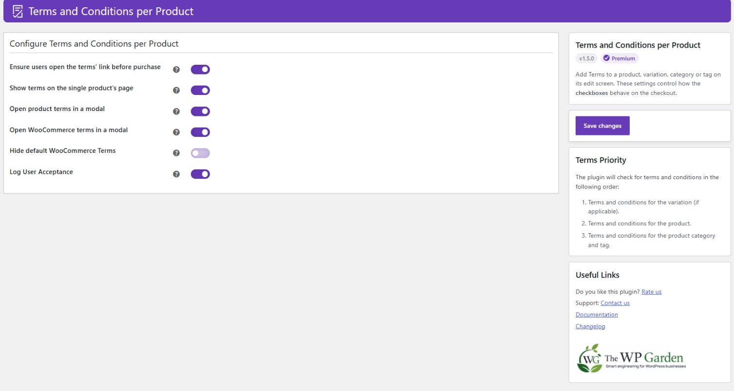 The settings page.