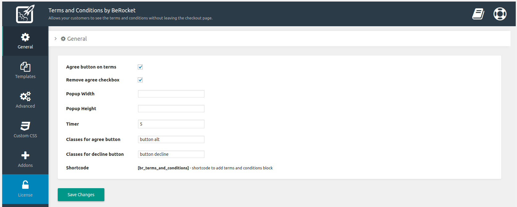 General plugin settings