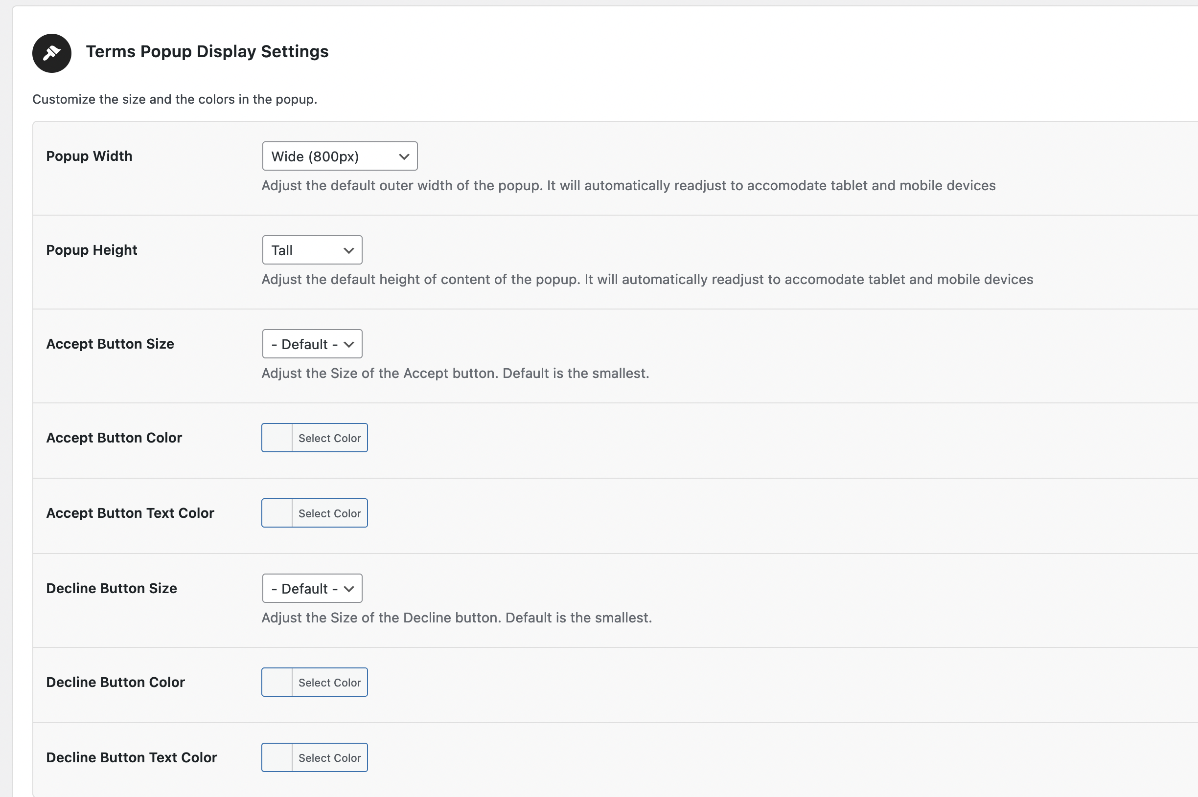 Display options and customizations