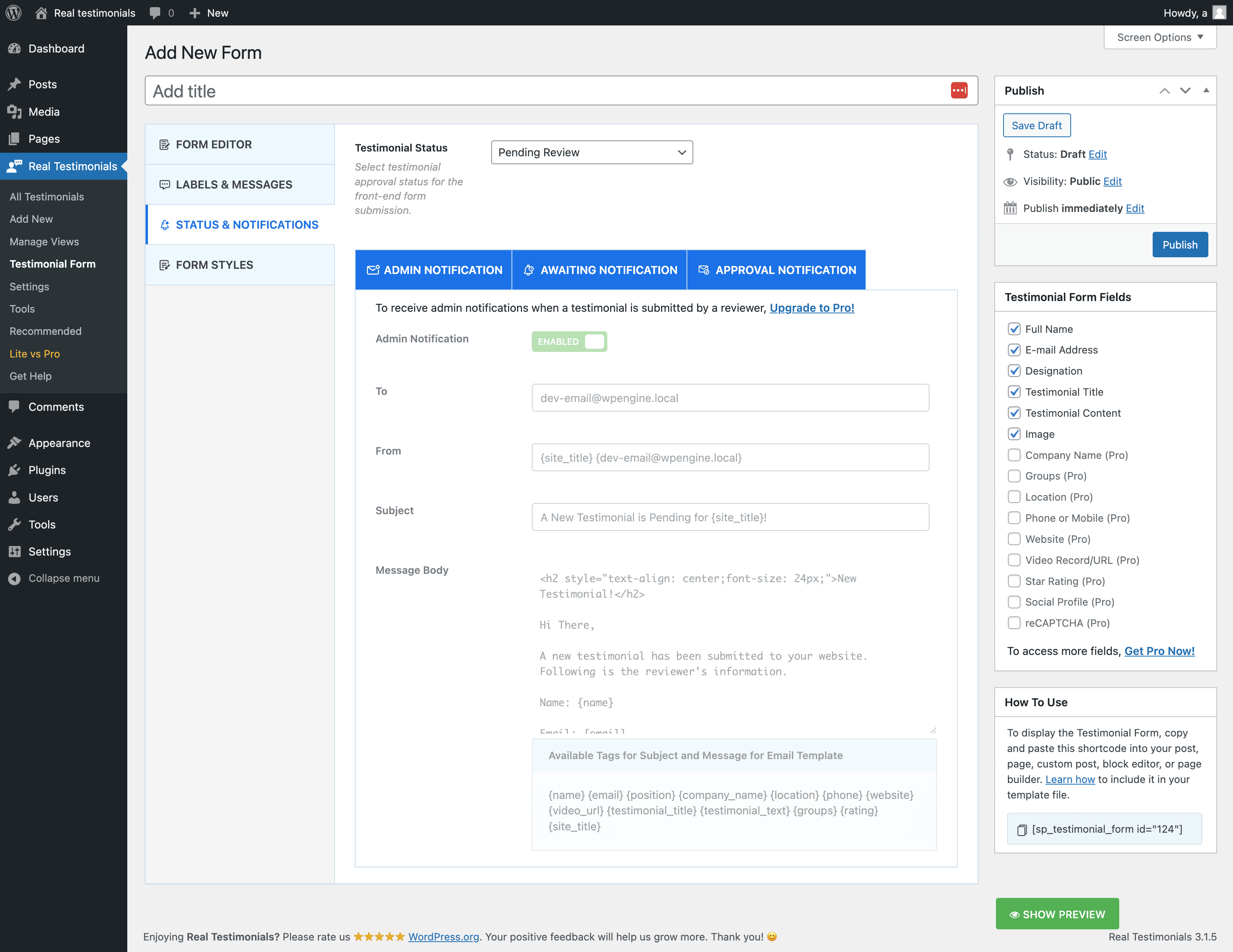 Form Status Control