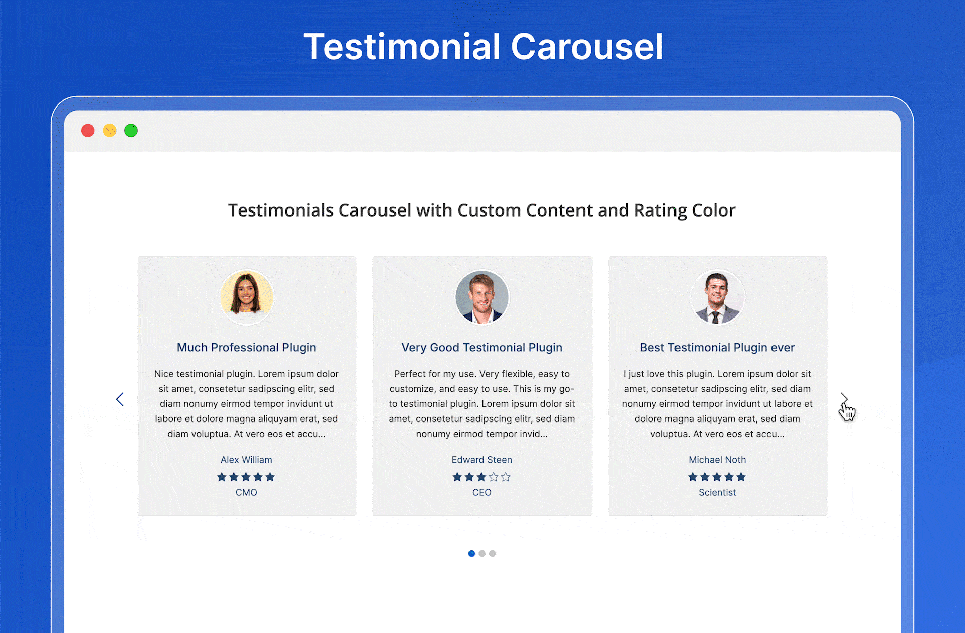 Testimonial Carousel with Shortcode