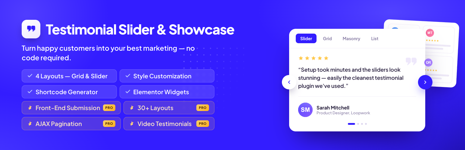 Testimonial – Testimonial Slider and Showcase Plugin