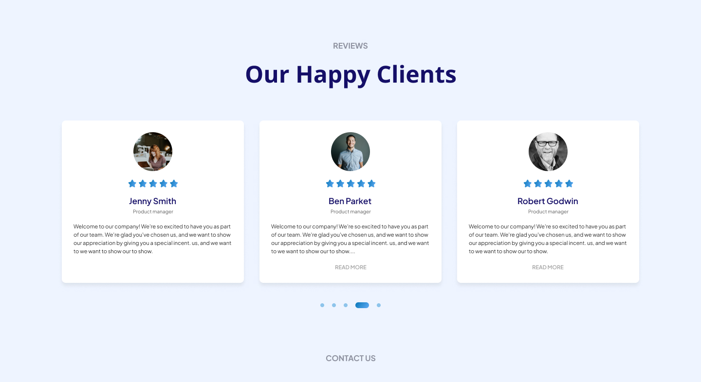 Front-end design of WordPress testimonial slider