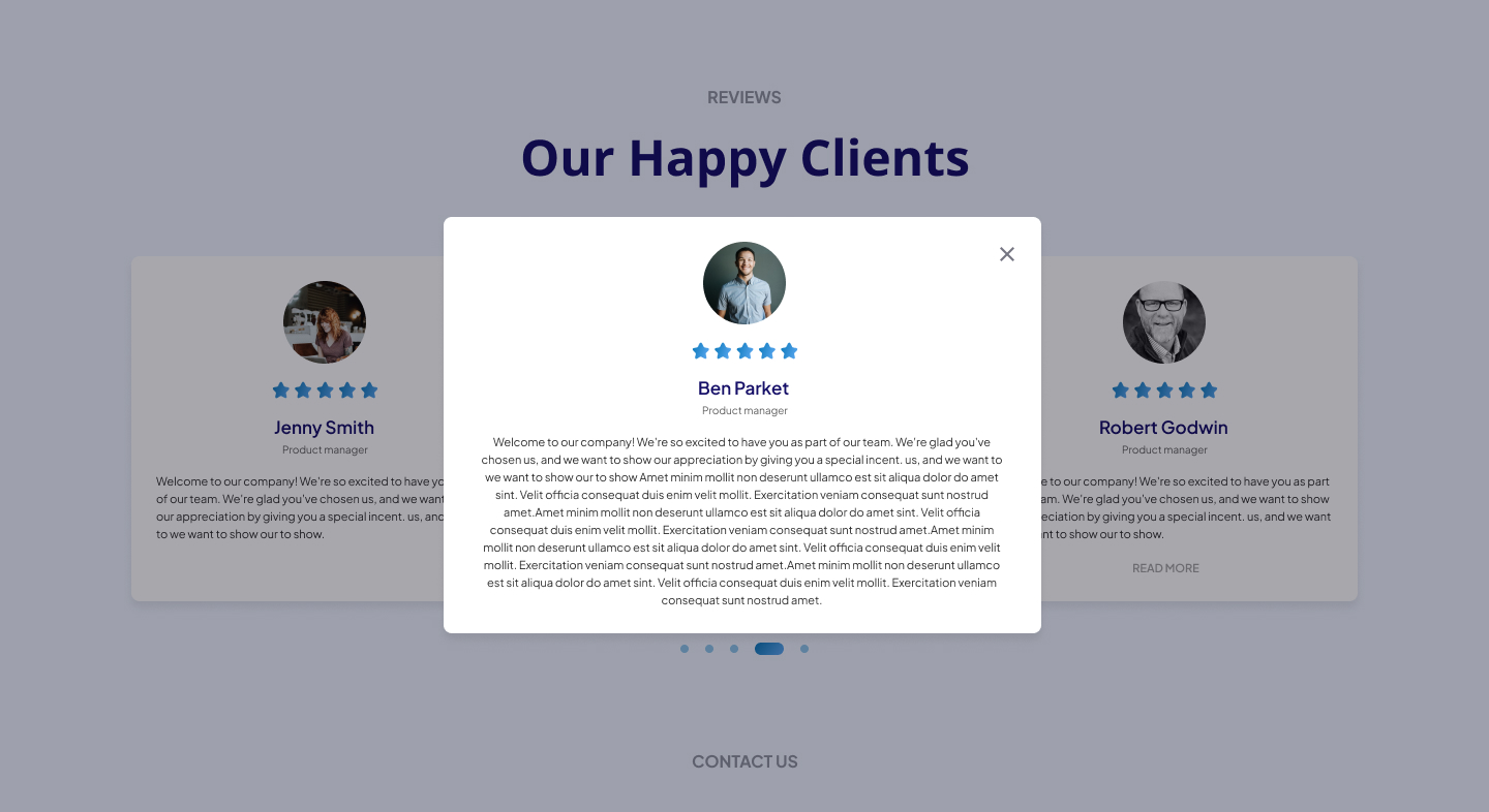 Front-end design of WordPress slider with open review