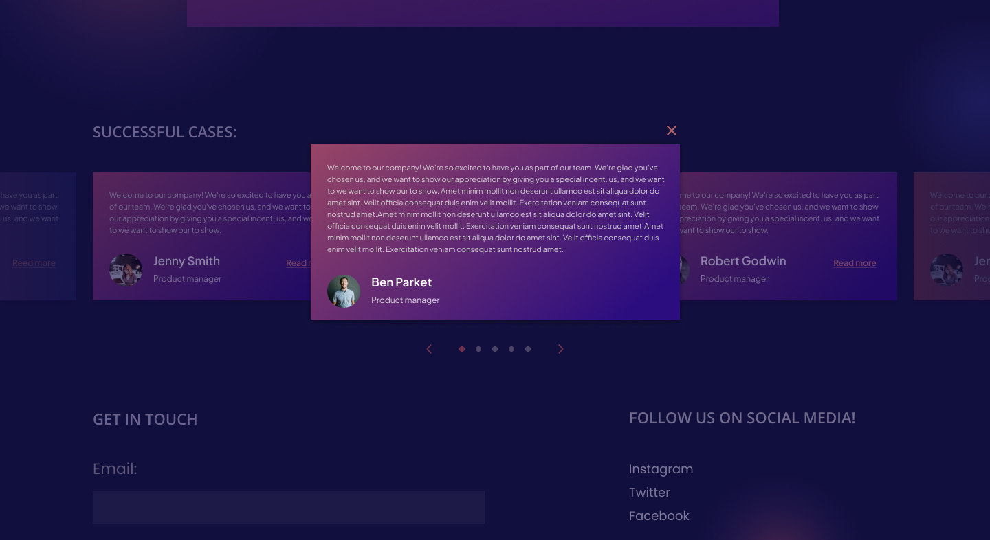 Front-end design of Elementor testimonial widget with open review