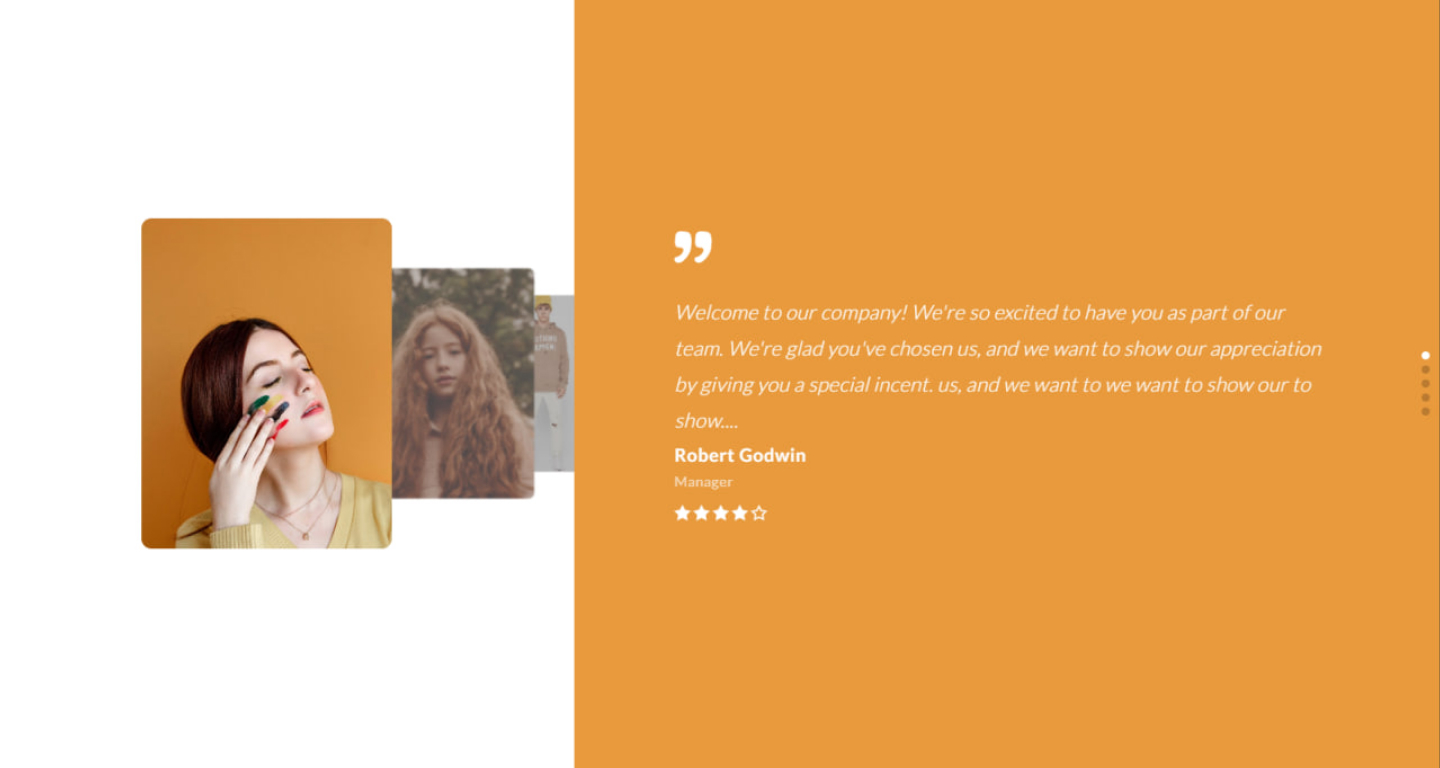 Front-end design of testimonials with gallery coverflow slider