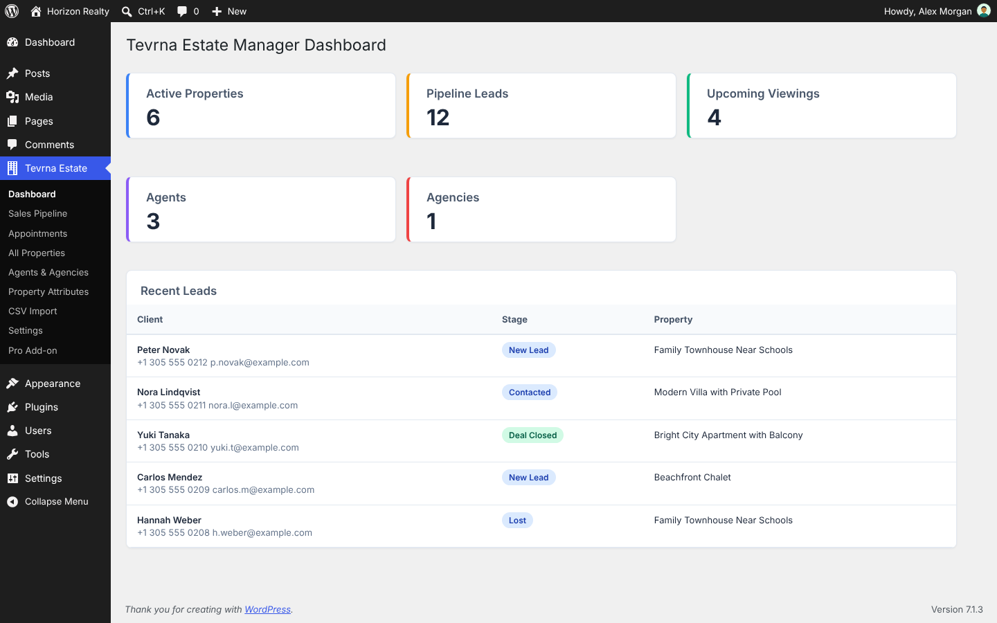 CRM dashboard.
