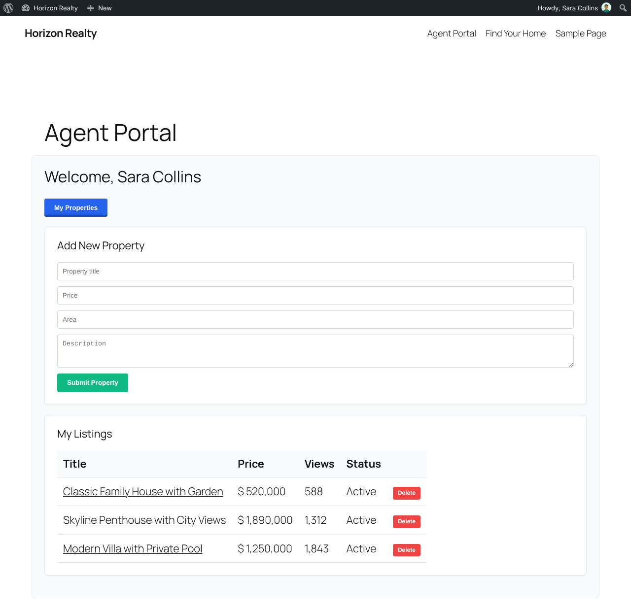 Agent portal.