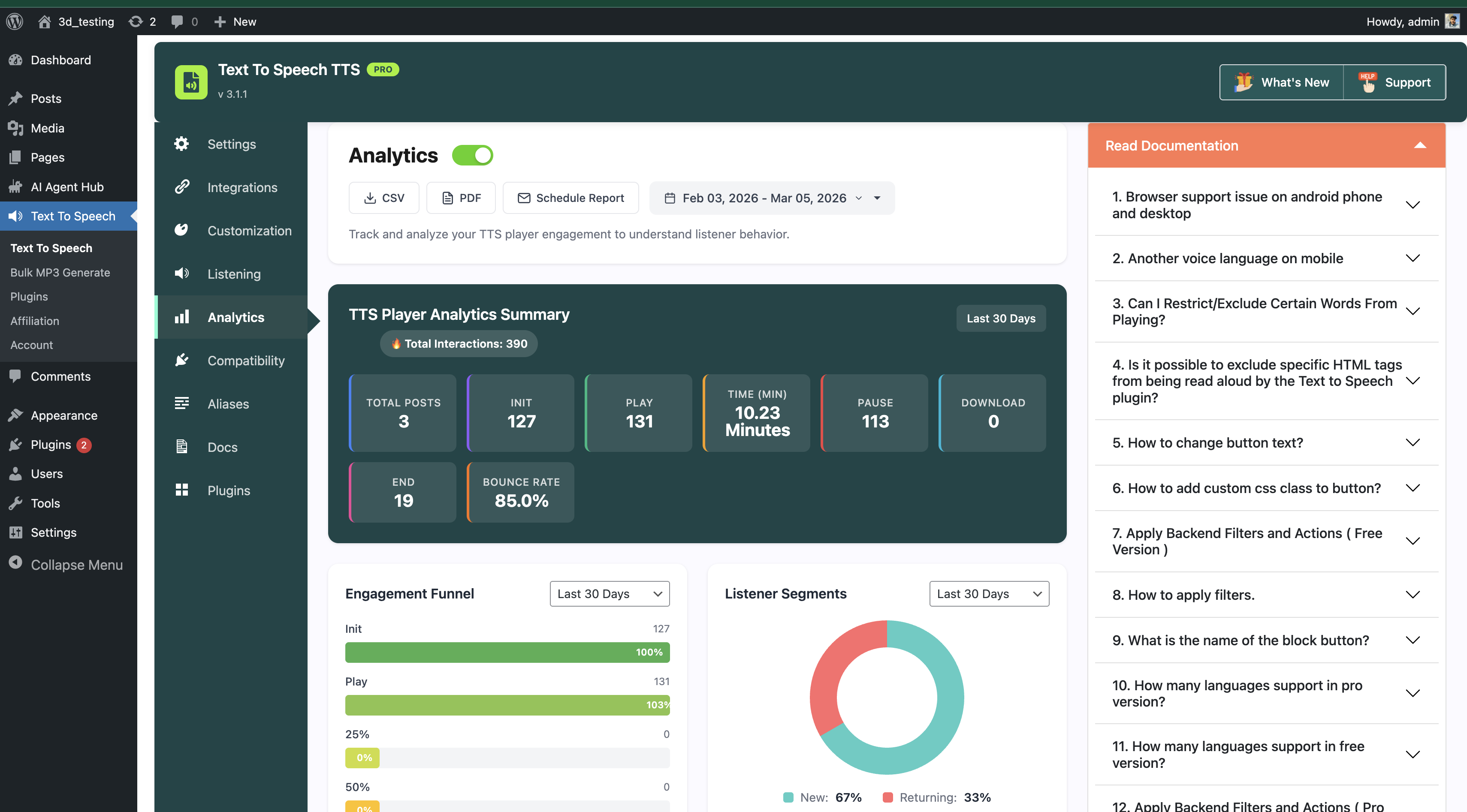 Analytics CSV, PDF, Email Schedule, Custom Search, Summery