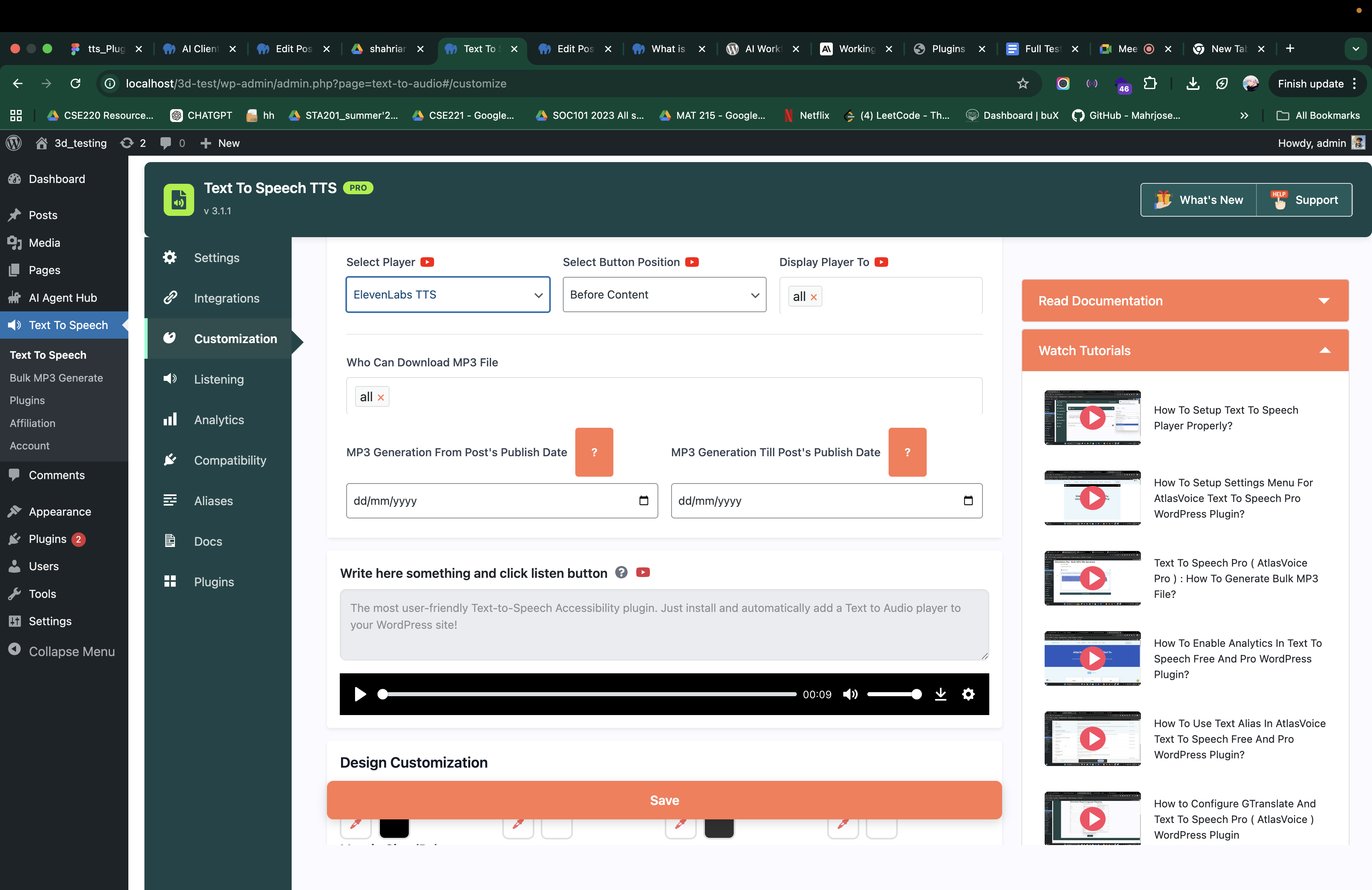 Customization menu — choose from 6 player styles.