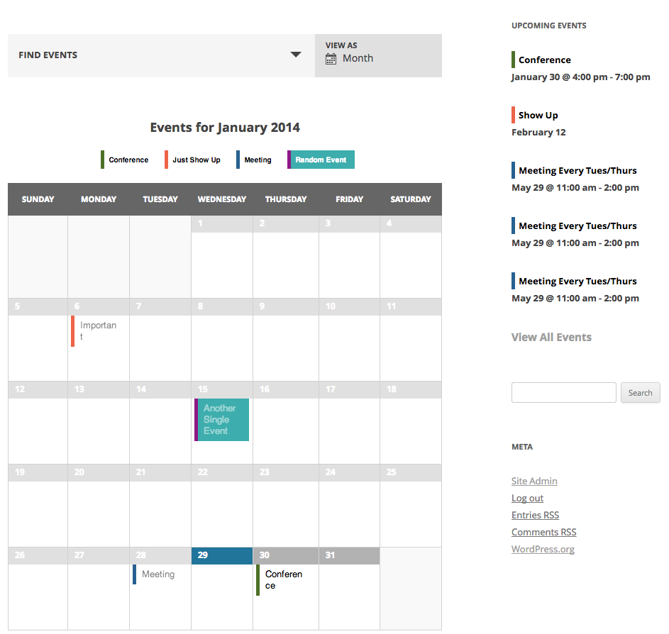 The Events Calendar – WordPress plugin