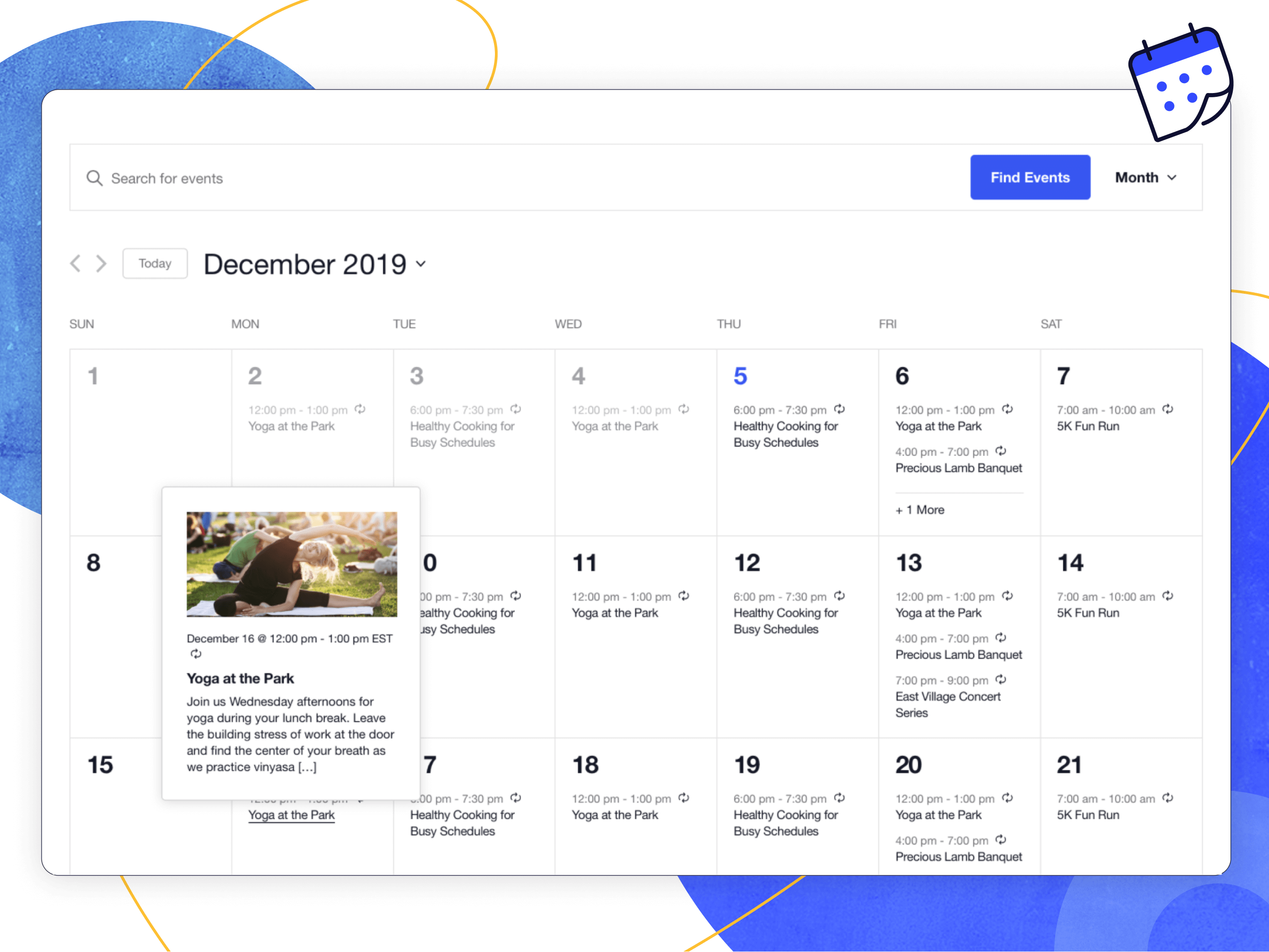Month View with hover